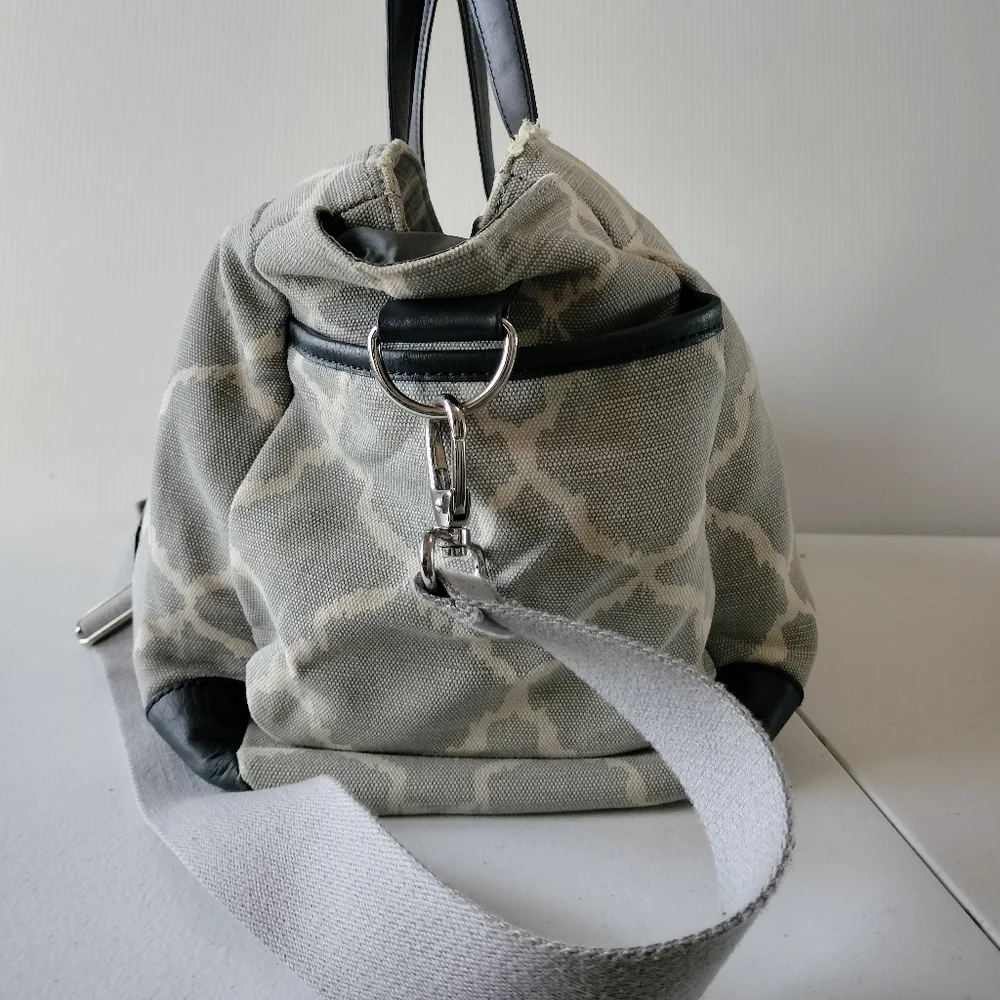 Pottery Barn Kids Gray Ikat Baby Diaper Bag Tote Travel Removable Strap
